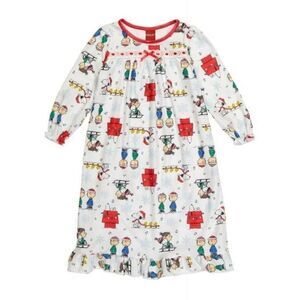 Peanuts Snoopy Charlie Brown Kids Girls 8 Holiday Flannel Nightgown